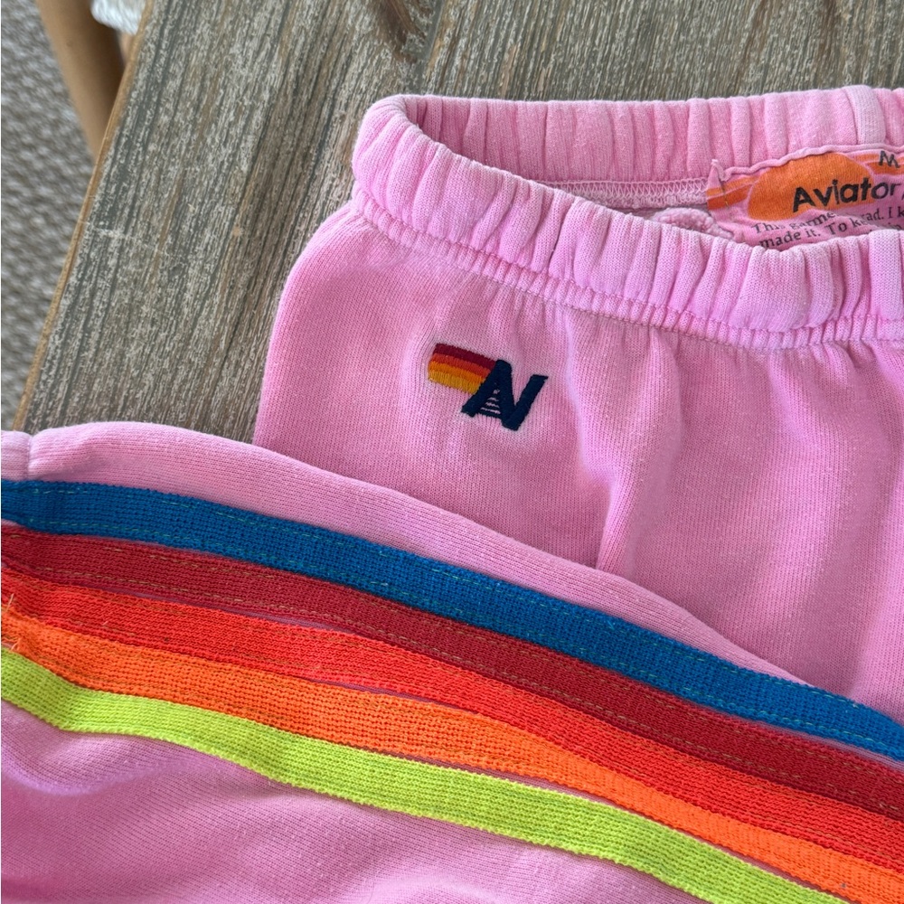 Aviator Nation Pink Pants with Multicolor Stripes
